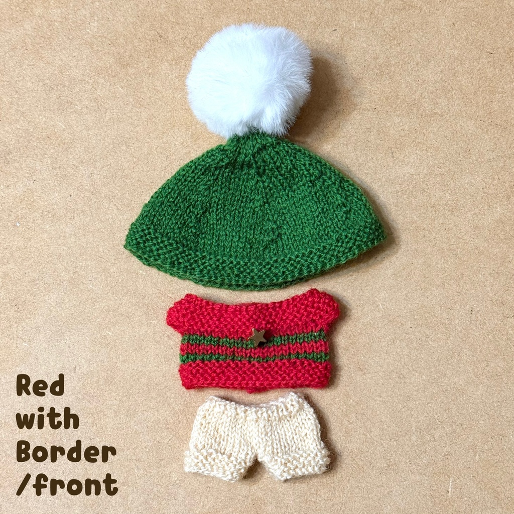 【11cmぬい用】クリスマスニットセットアップ