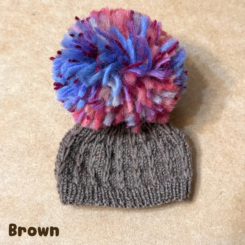 【11cmぬい用】大きなポンポン付きニットキャップ