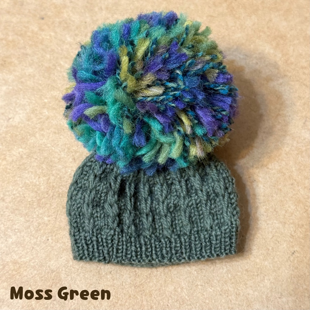 【11cmぬい用】大きなポンポン付きニットキャップ