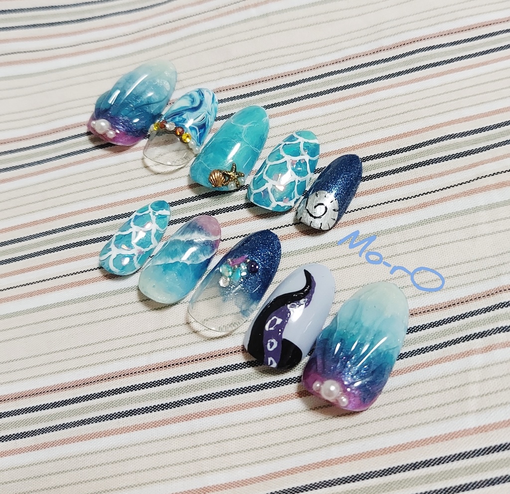 【ツイステ】オクタヴィネル寮モチーフネイル