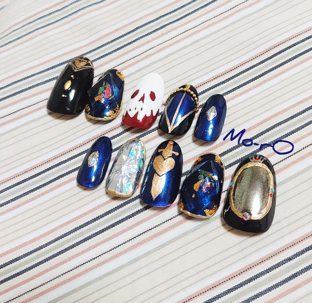 【ツイステ】ポムフィオーレ寮モチーフネイル