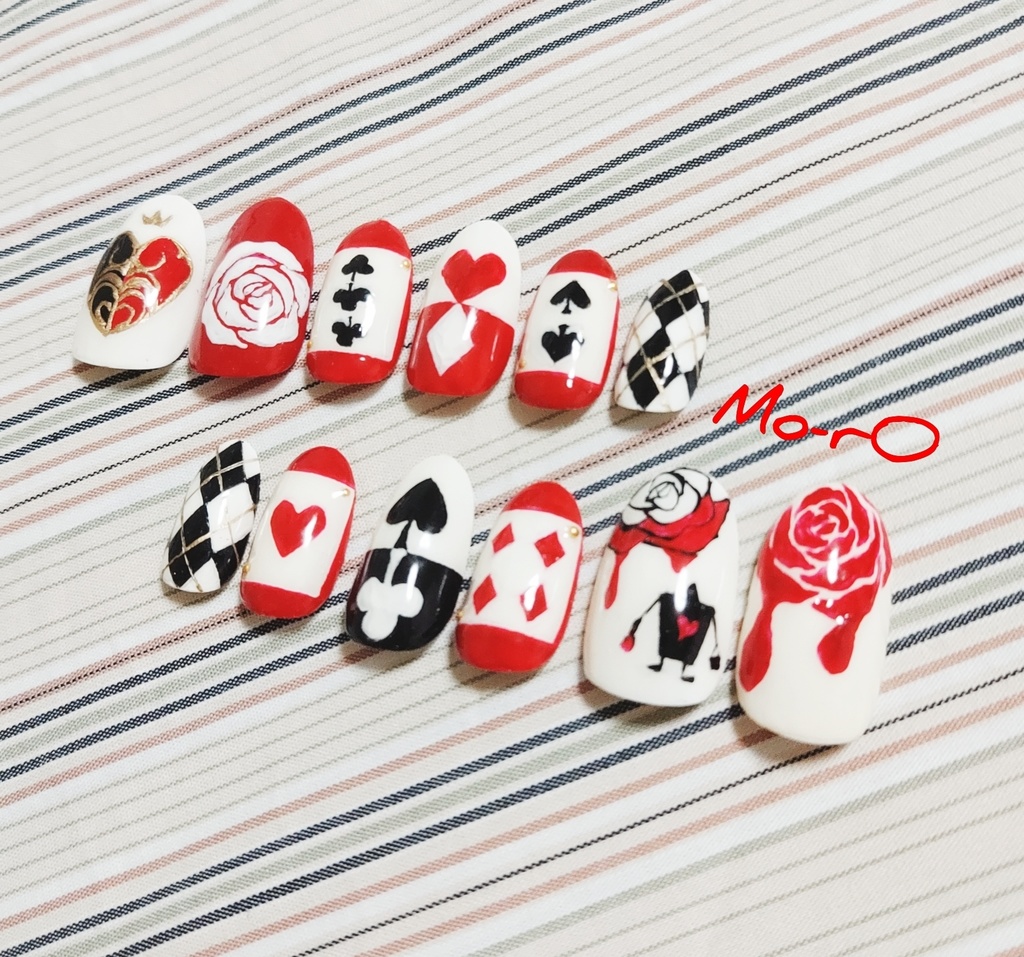 【ツイステ】ハーツラビュル寮モチーフネイル