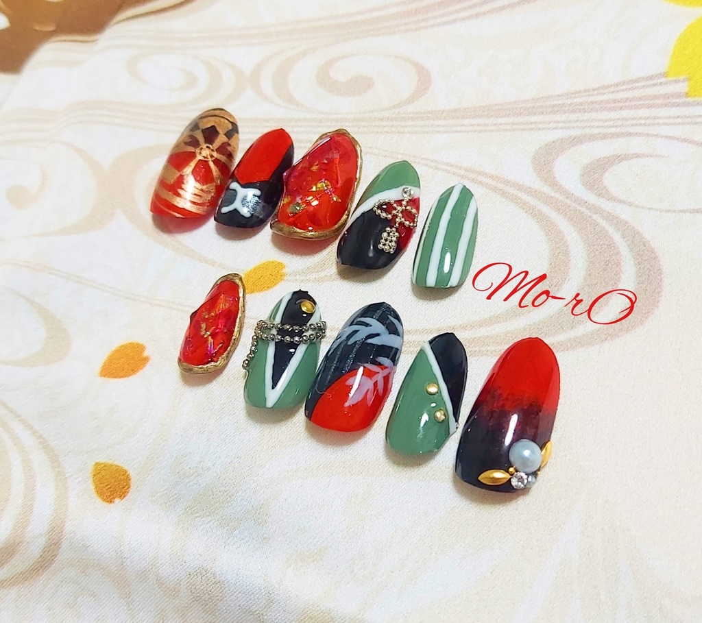 【刀剣乱舞】豊前江モチーフネイル