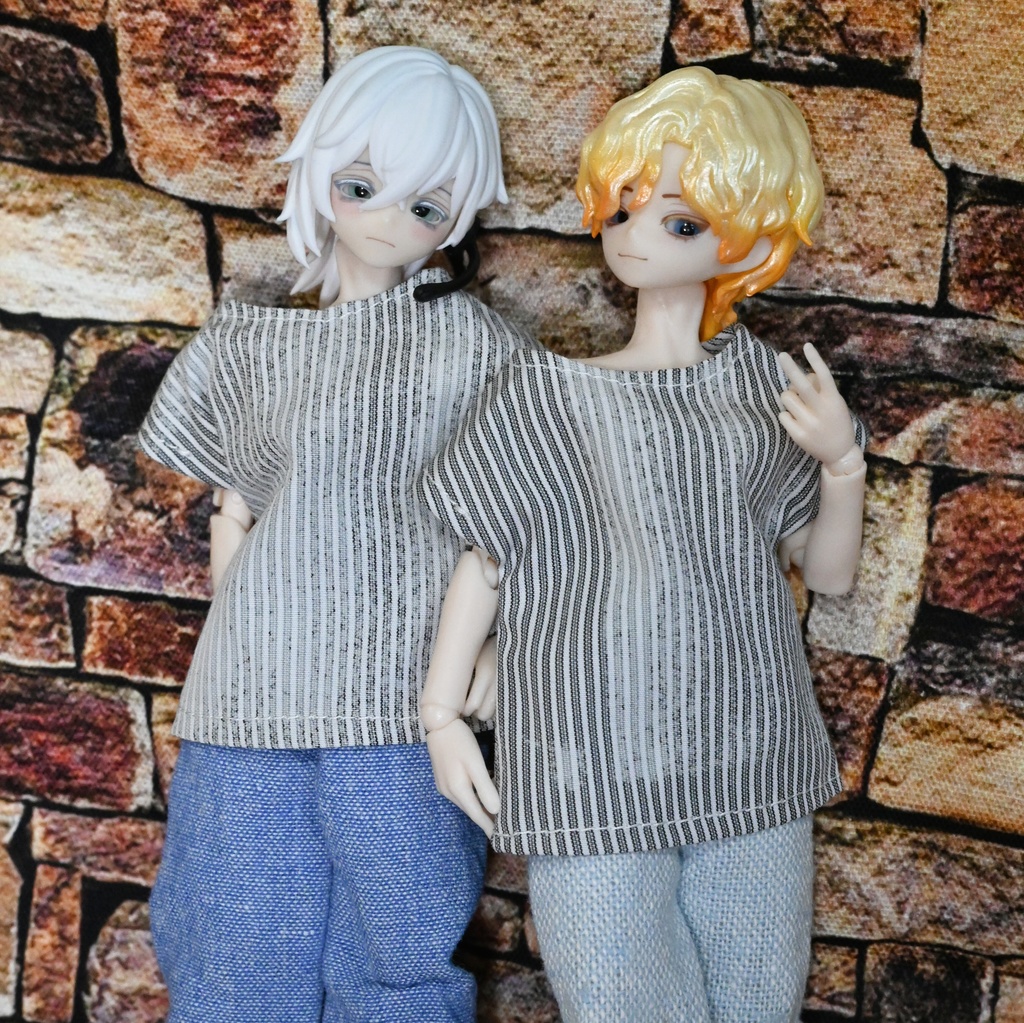 シチリアの追憶用ドロップショルダーシャツ+水色ワイドパンツ