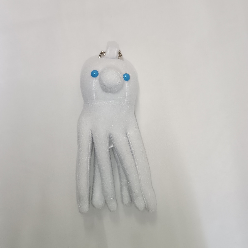 ぬいキャッチたこ　白　水色目　小サイズ