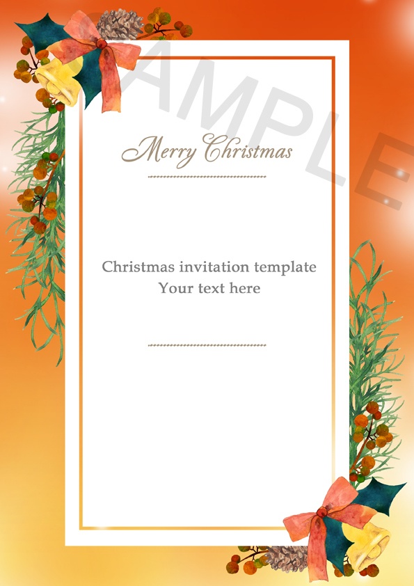 水彩画のクリスマス用テンプレート　PSD＆JPEG