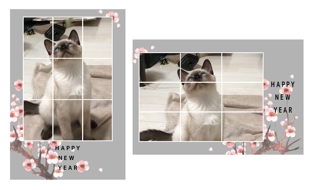 フォトフレーム年賀状テンプレート4点セット