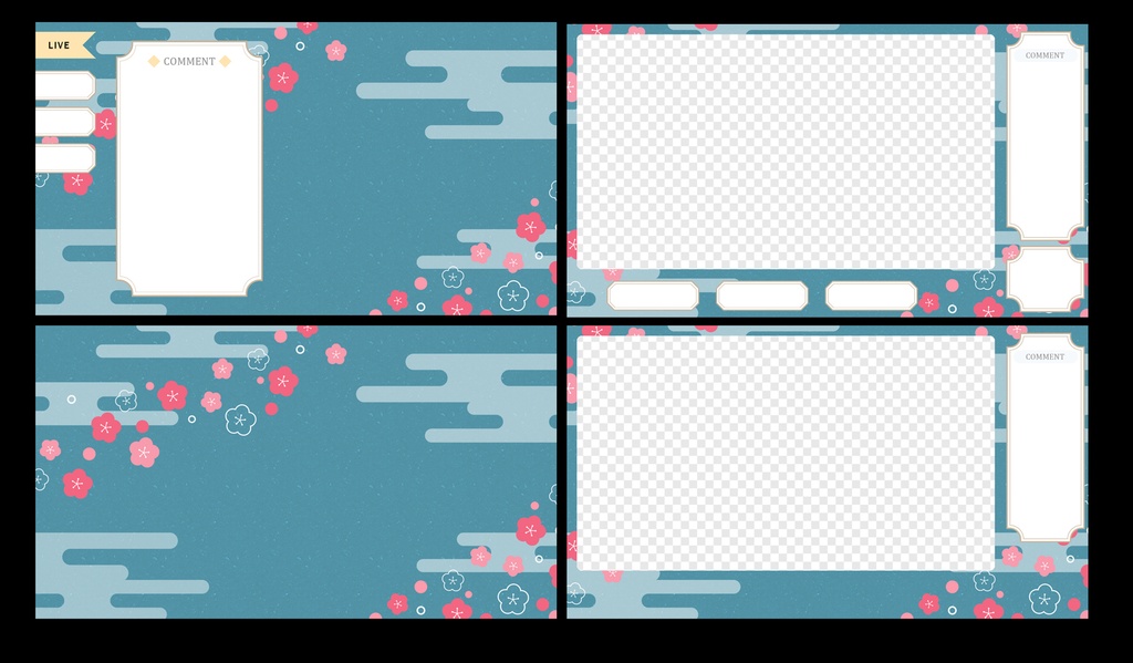 梅の花の和風VTuber配信用オーバーレイセット
