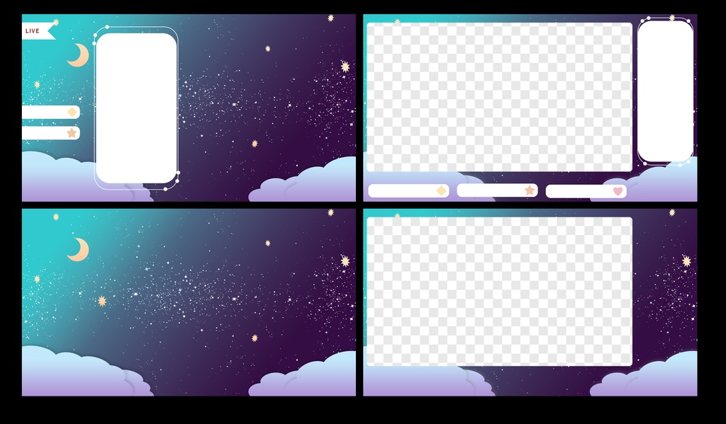 VTuber配信用オーバーレイセット【夜空】