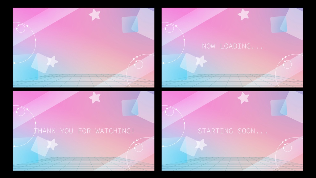 動く配信画面&待機画面セット【可愛いサイバー空間】