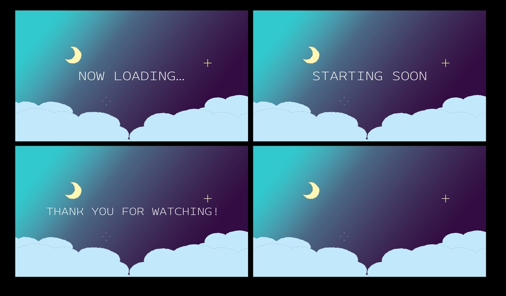 手描き風夜空の待機画面セット【ループ動画】