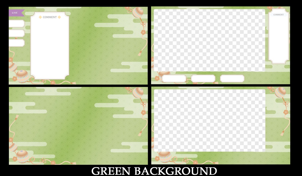 和風VTuber配信用オーバーレイセット【手毬柄】