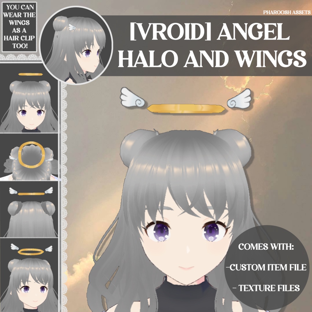 [VROID] Angel Halo with Wings Hair Accessory! 