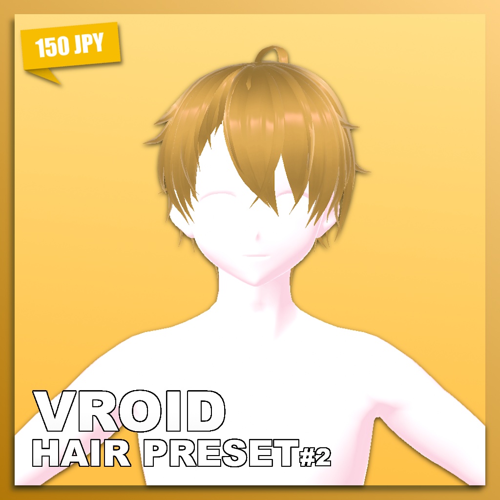(VROID) Male Hair Preset #2 (multiple colour)