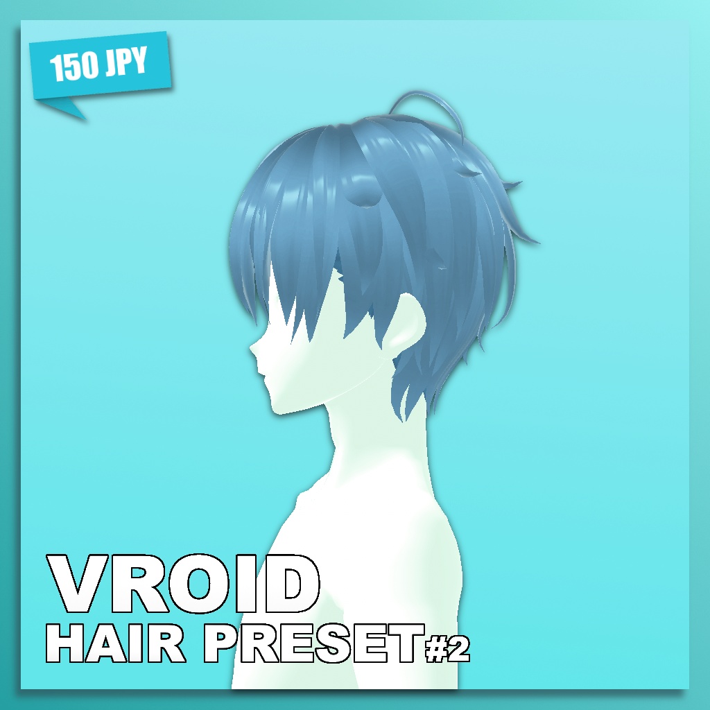 (VROID) Male Hair Preset #2 (multiple colour)