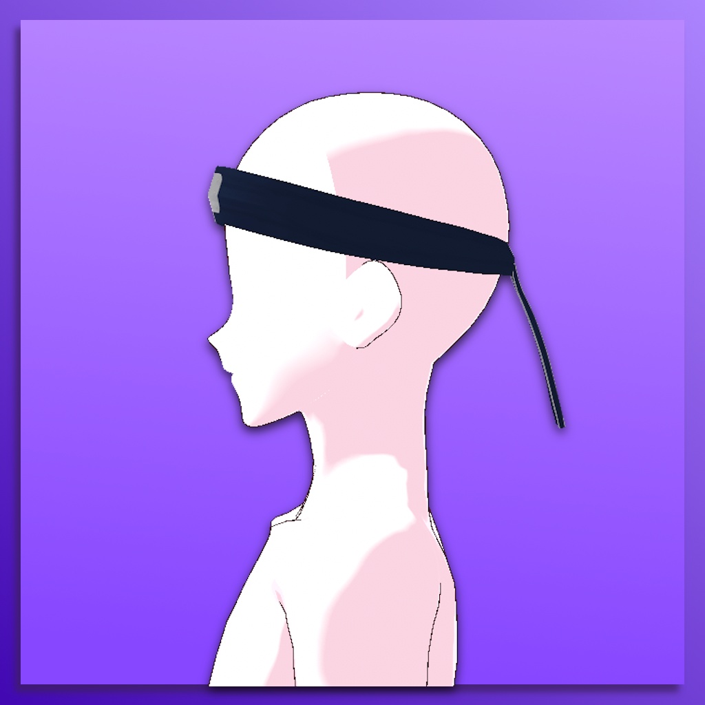 (VROID) Naruto Headband v2 (All Symbols + Colour Blue + Long Closure)