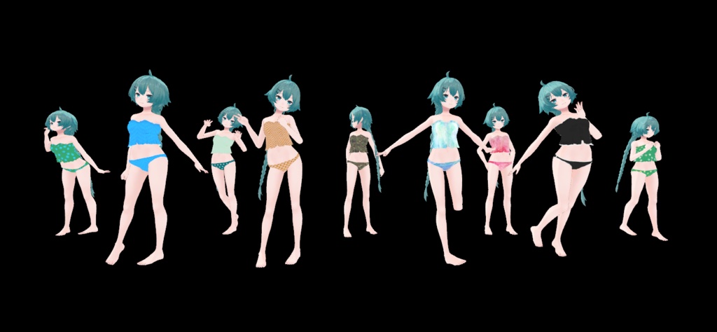 薄荷ちゃん衣装 夏服2 (水着+普段着)