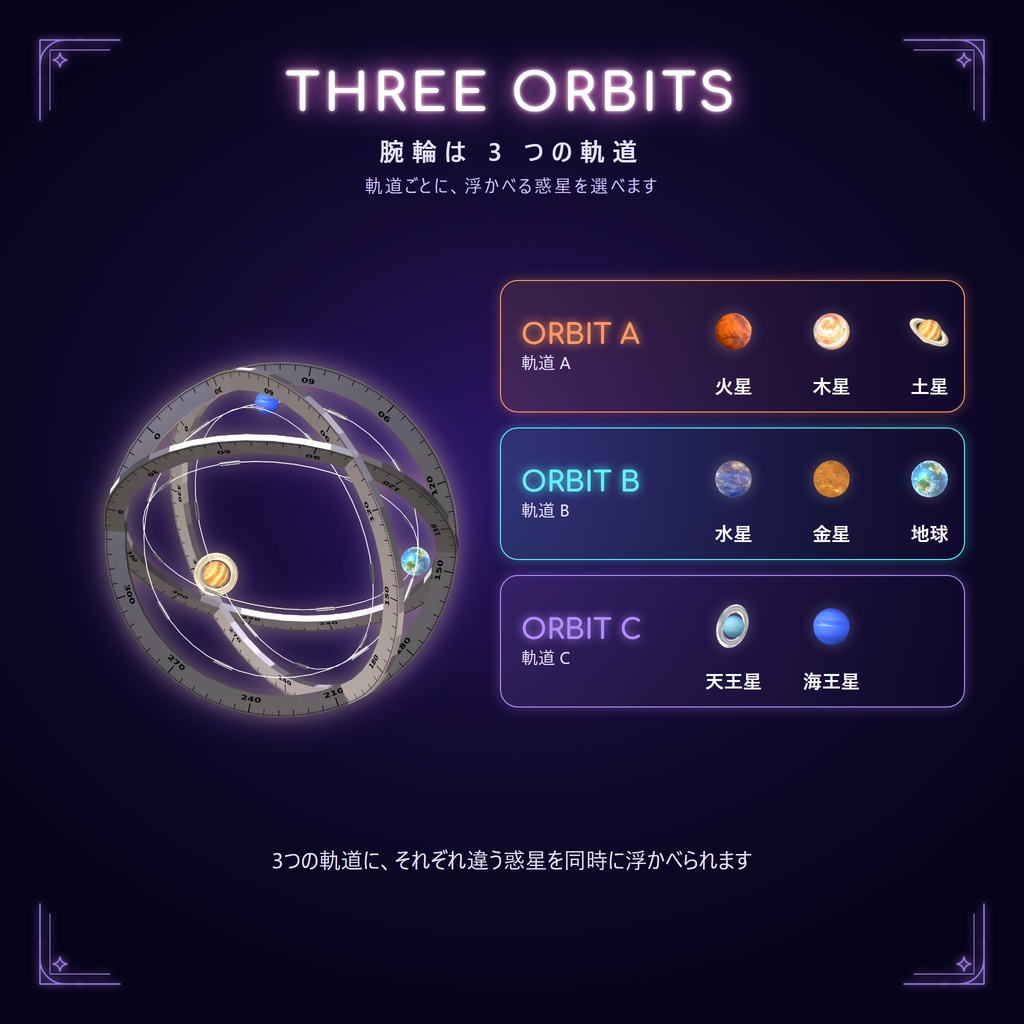 【汎用】Celestial System Set - 惑星9種を選べる腕輪・指輪と、掴めるヘイロー