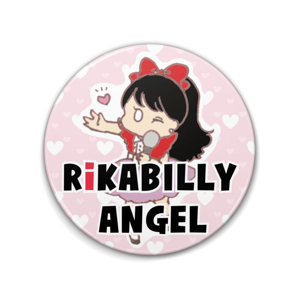 RiKABILLY ANGELロゴ缶バッジ -76mm