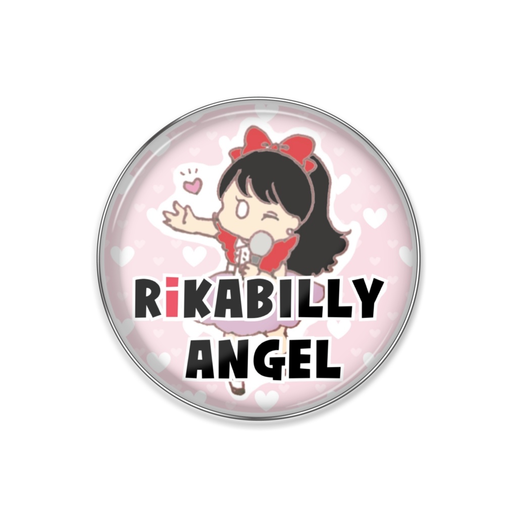RiKABILLY ANGELロゴピンバッジ - 円形25mm
