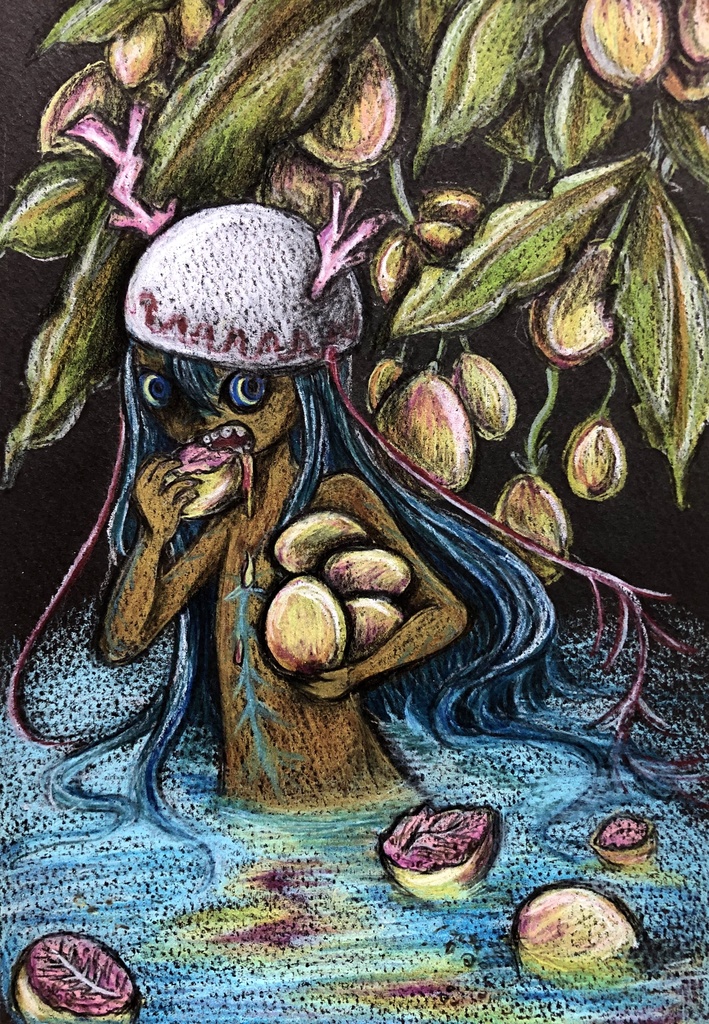 ドローイング「水辺のおやつ」