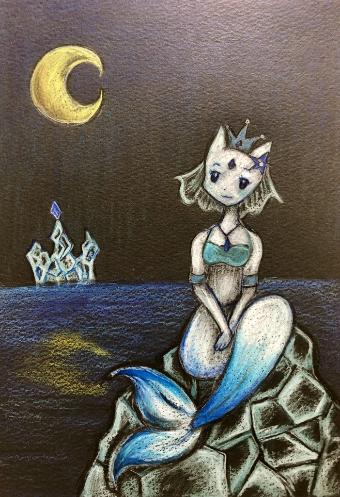 ねこ人魚（ドローイング）