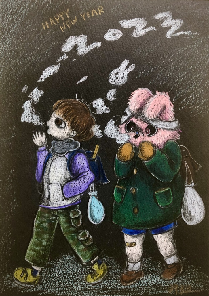 冬の通学路（ドローイング）