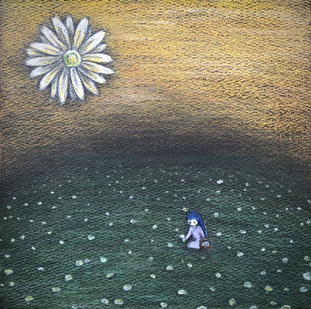 白いお花（原画額付き）