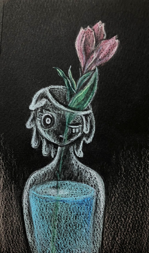 ドローイング「一輪挿し」