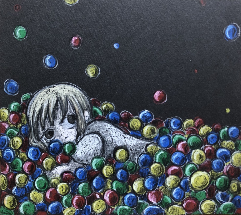 ドローイング「迎えを待つ」