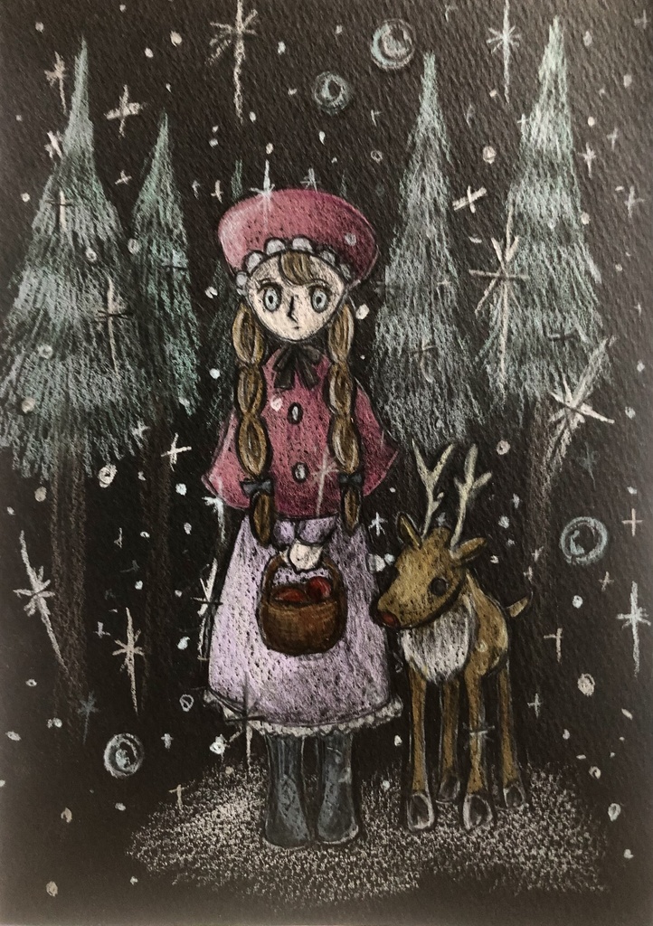 ドローイング「雪世界の少女」