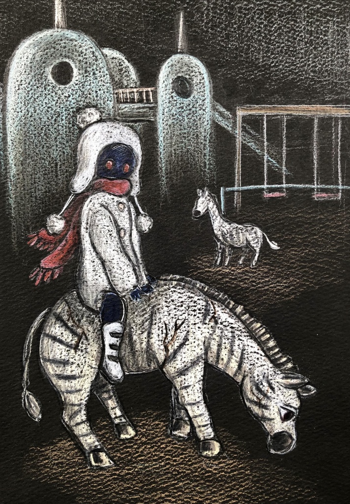 ドローイング「交通公園のしまうま」