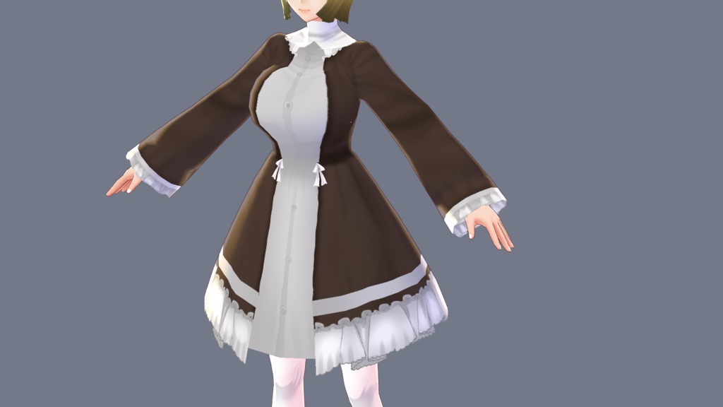 【VRoidβ】ツートンドレスコート【無料版・支援版あり】