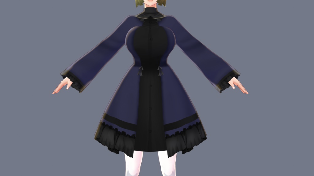 【VRoidβ】ツートンドレスコート【無料版・支援版あり】