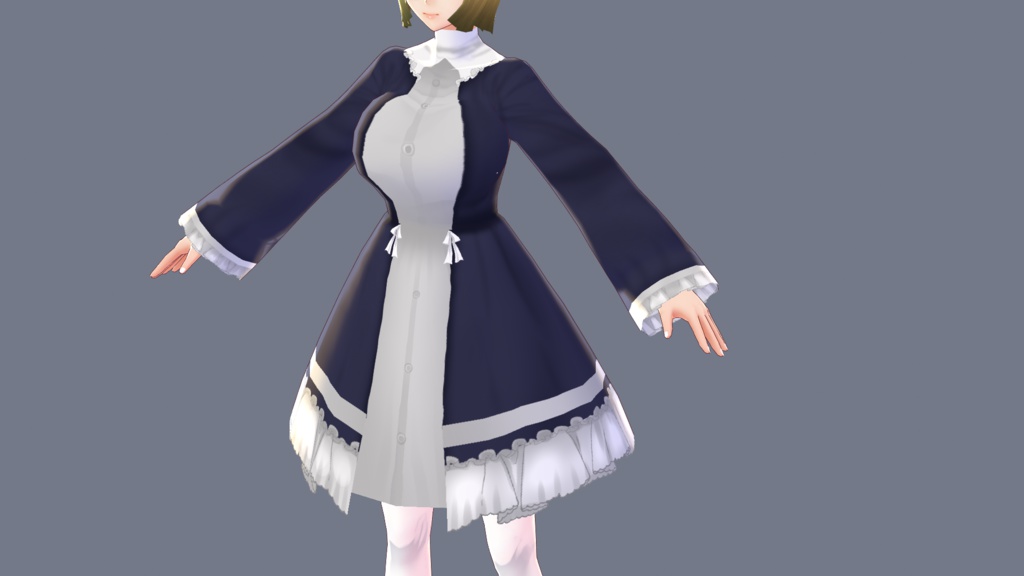 【VRoidβ】ツートンドレスコート【無料版・支援版あり】