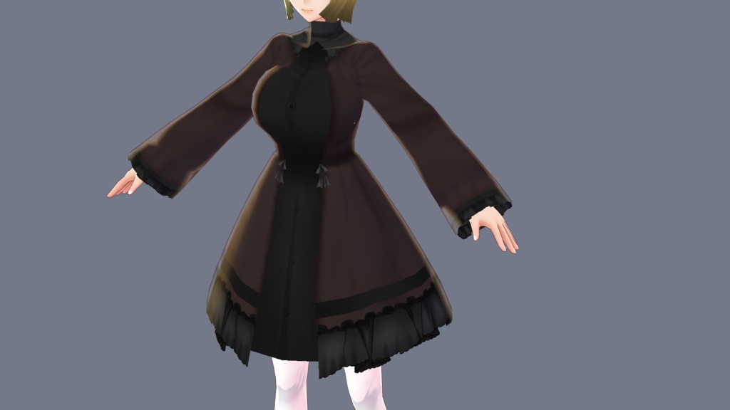 【VRoidβ】ツートンドレスコート【無料版・支援版あり】
