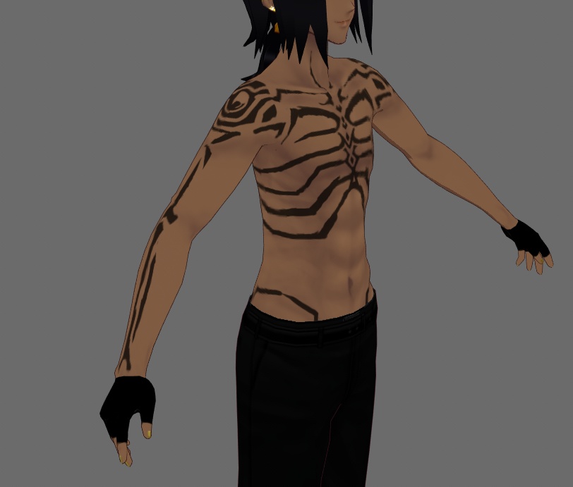 【VRoidβ】骸骨風タトゥー【男性向け】