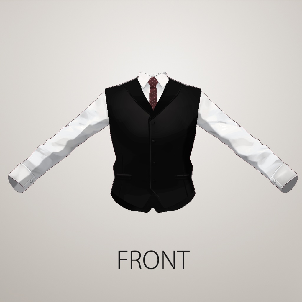 【VRoid正式版】ベストサスペンダーシャツセット【カスタムアイテムデータ】