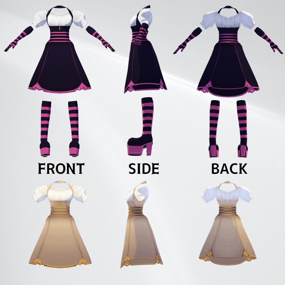 【VRoid1.13.0】ディアンドル風ワンピセット【カラバリ有】