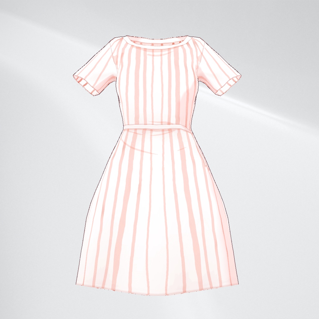 【VRoid】サマーストライプワンピースセット【1.28.2】