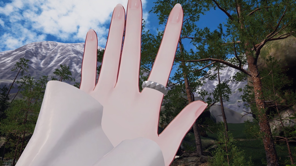 【VRC向けデータ付属】925銀製 鍛造ダイヤカットリング