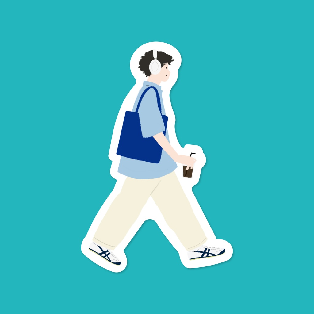 爽やかな青シャツステッカー ポストカード付き