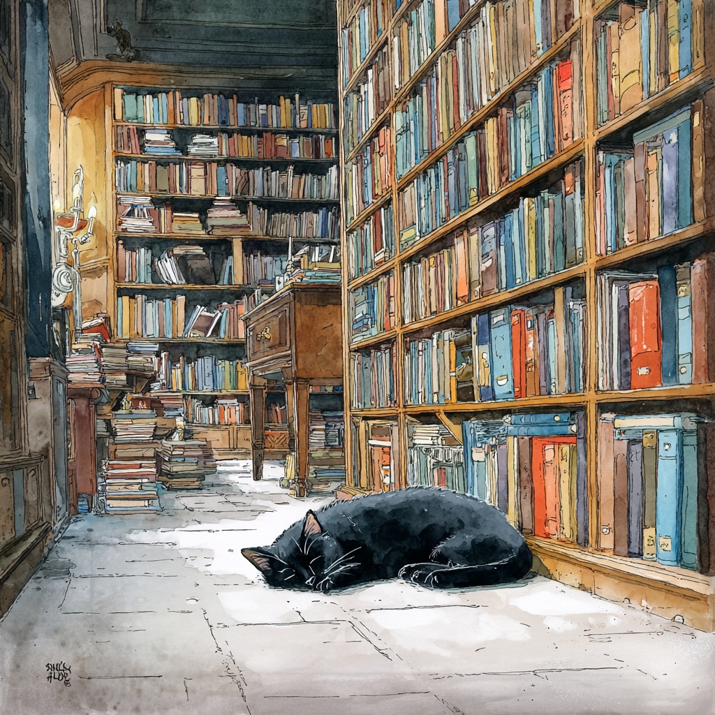 図書館で眠っている黒猫 20枚まとめました