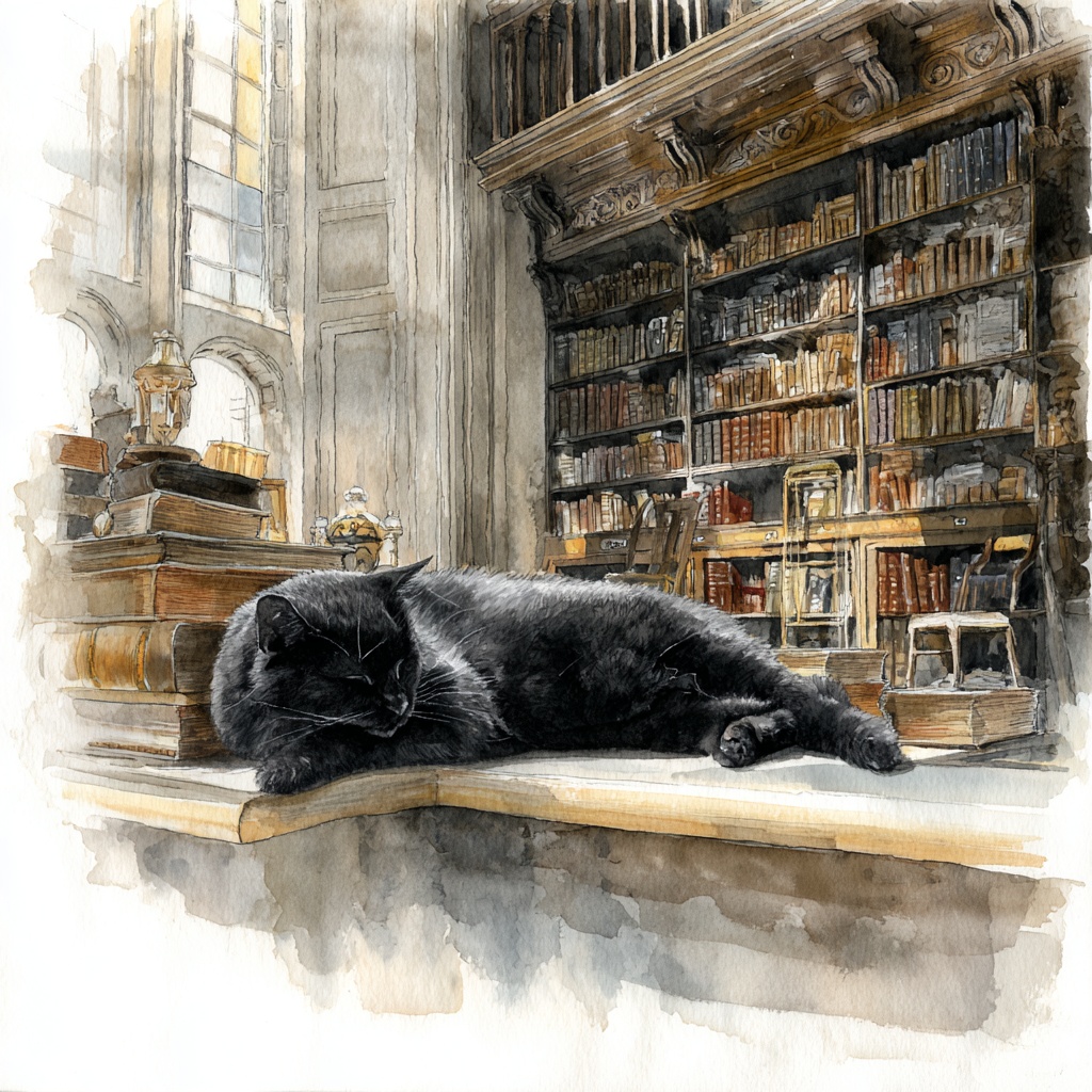 図書館で眠っている黒猫 20枚まとめました