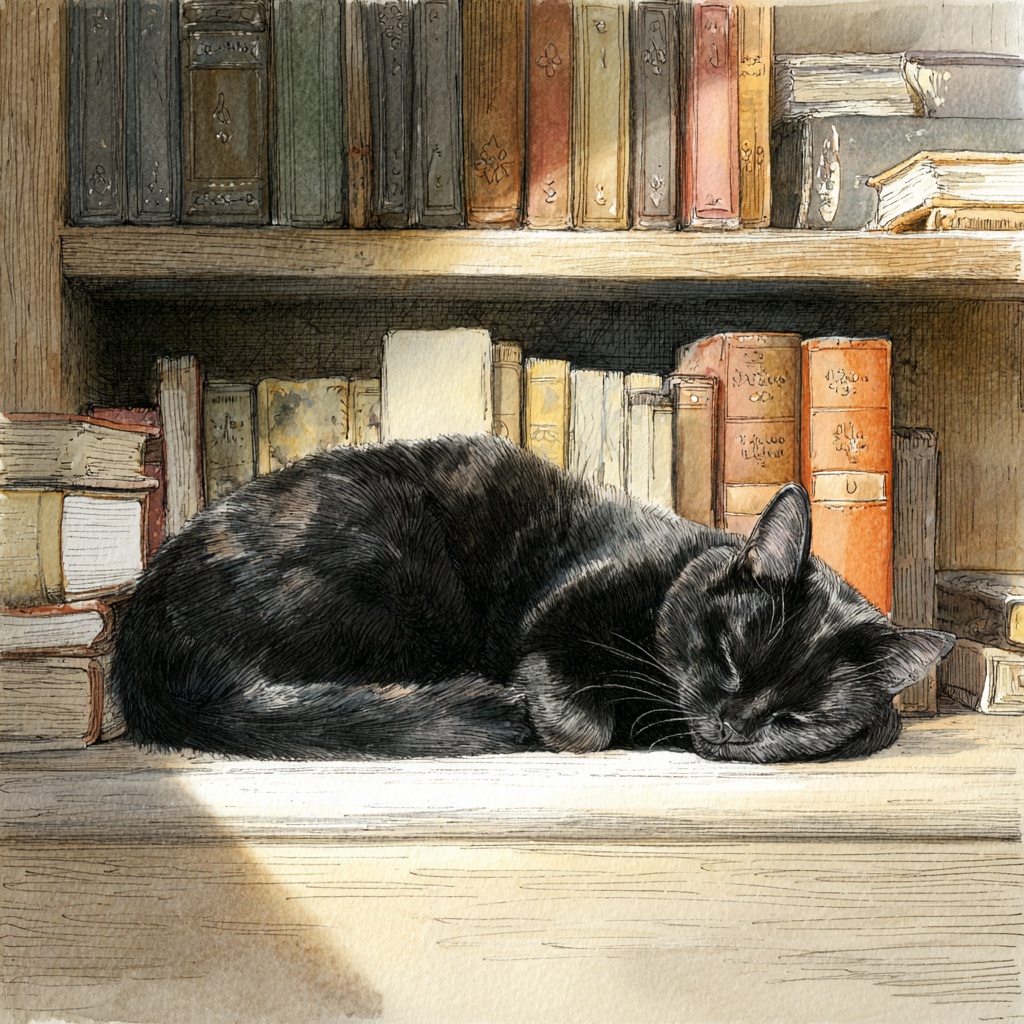 図書館で眠っている黒猫 20枚まとめました
