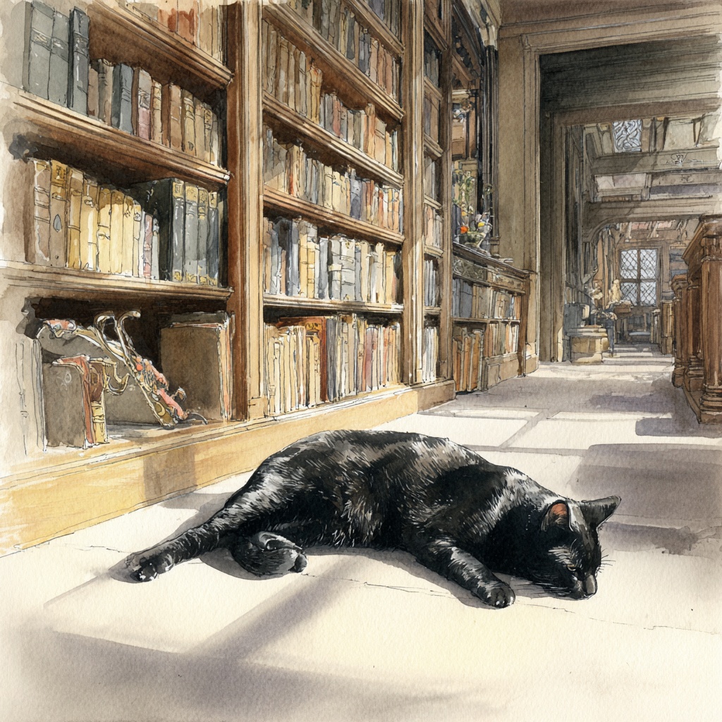 図書館で眠っている黒猫 20枚まとめました