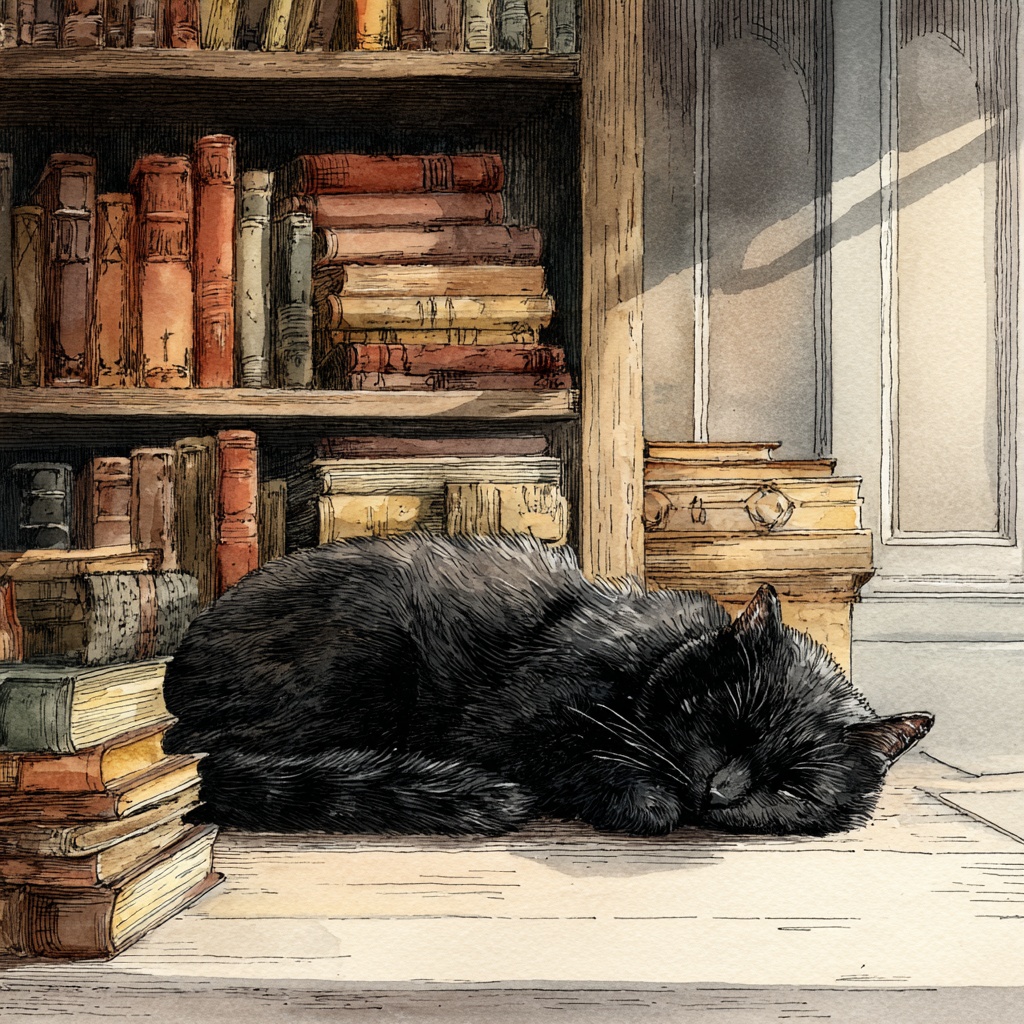 図書館で眠っている黒猫 20枚まとめました