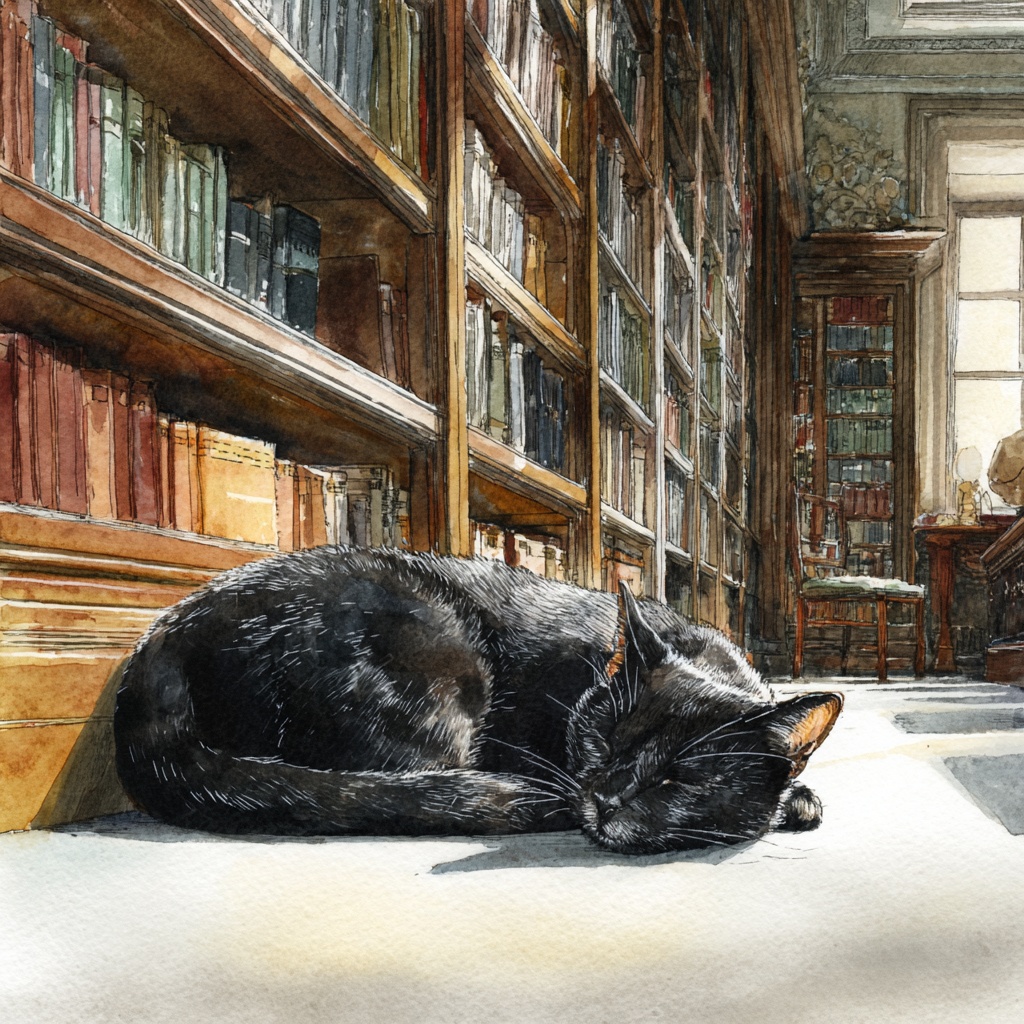 図書館で眠っている黒猫 20枚まとめました