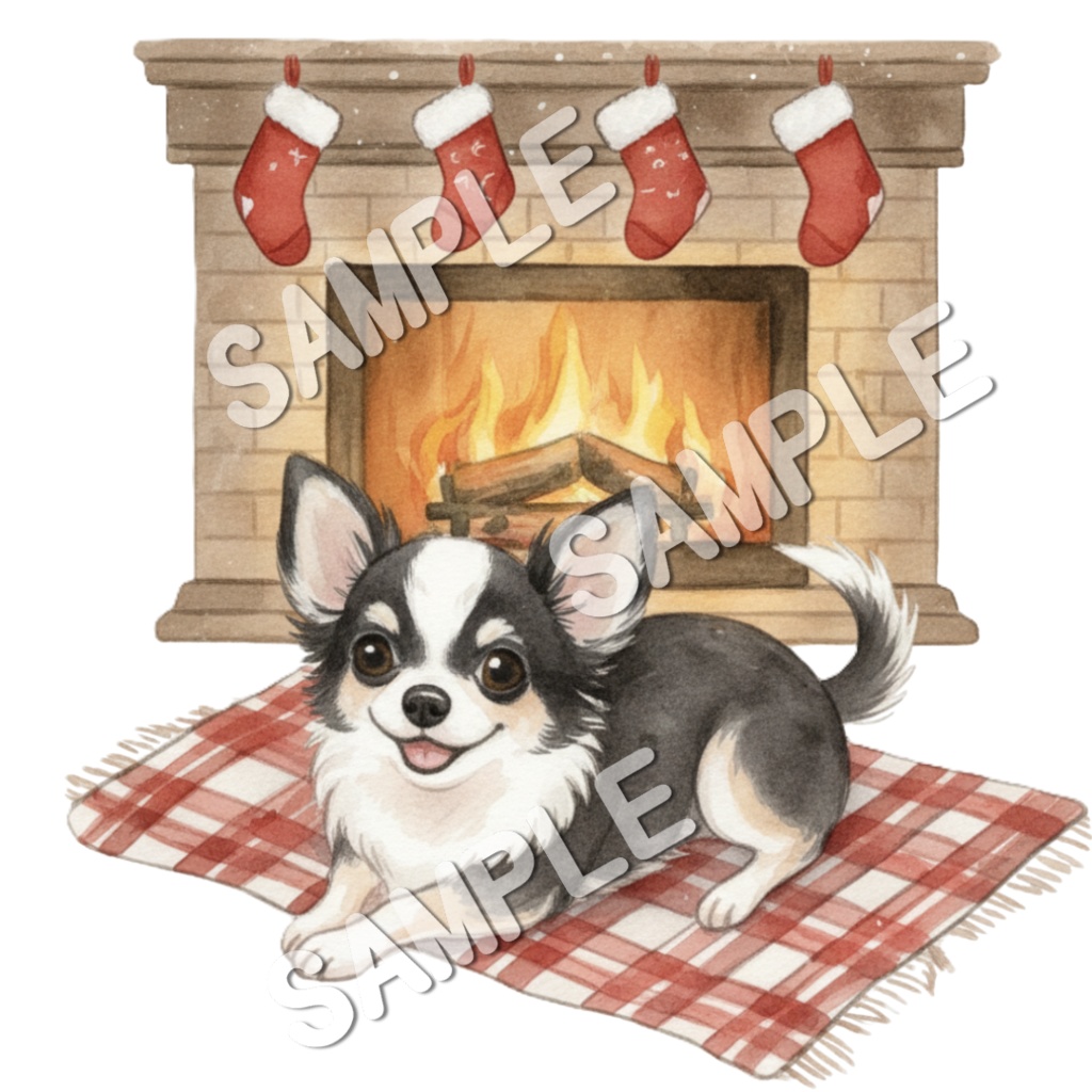 チワワの楽しいクリスマスのClipArt 10点