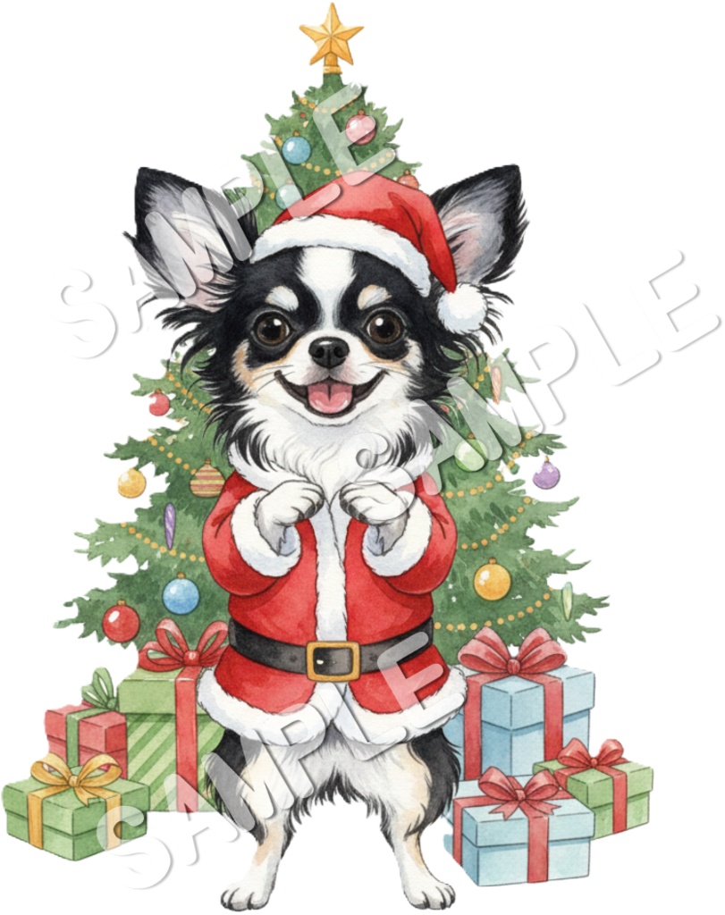 チワワの楽しいクリスマスのClipArt 10点